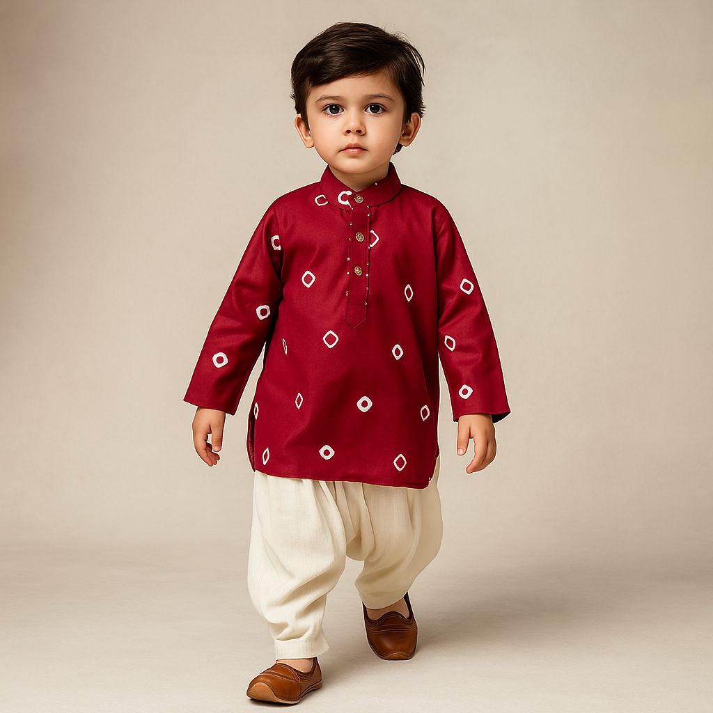 Pre Order: Printed Kurta With Beads Detailing And Salwar