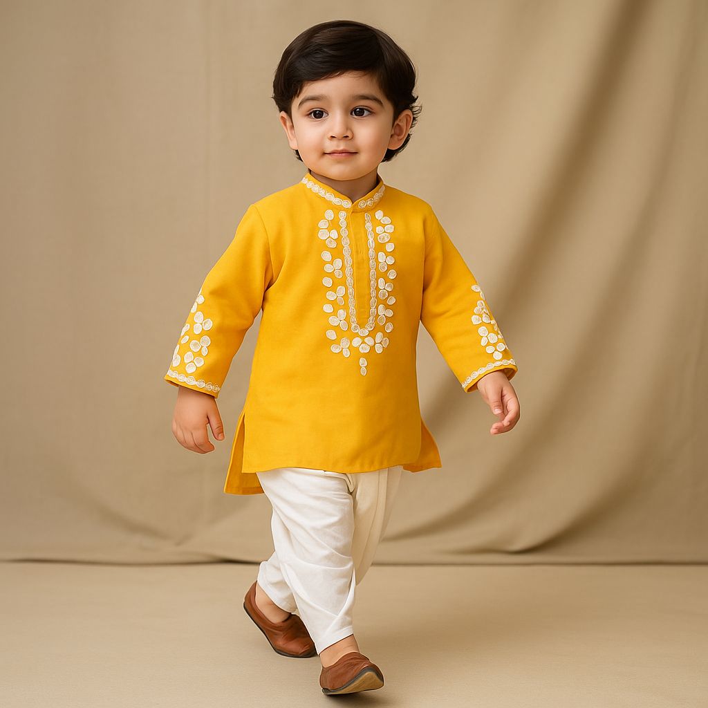 Pre Order: Sequins Embroidered High Low Kurta With Dhoti