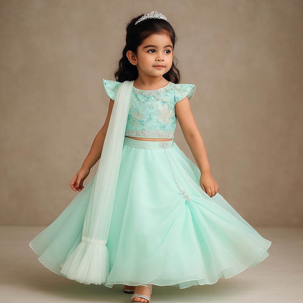 Pre Order: Embroidered And Embellished Top And Lehenga With Dupatta