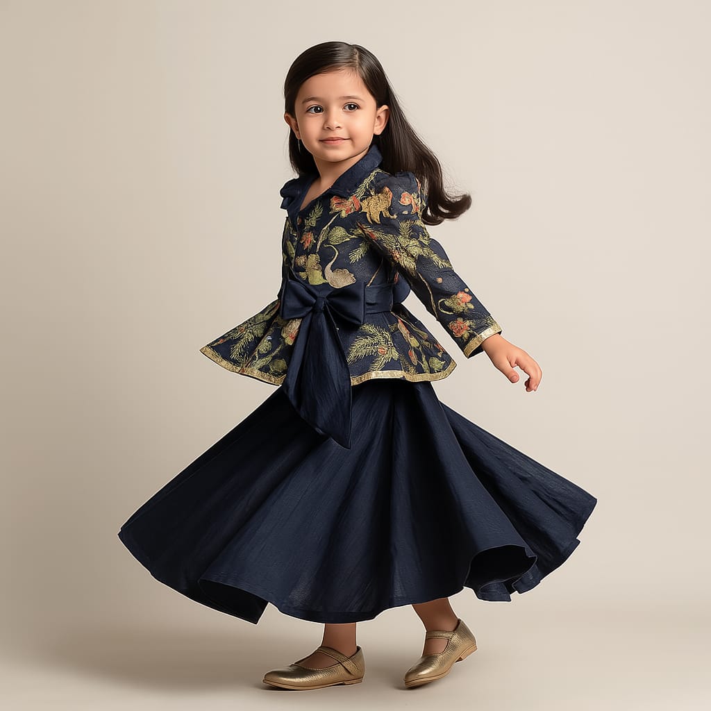 Pre Order: Multicolour Printed Jacket Style Peplum Top And Flared Palazzo