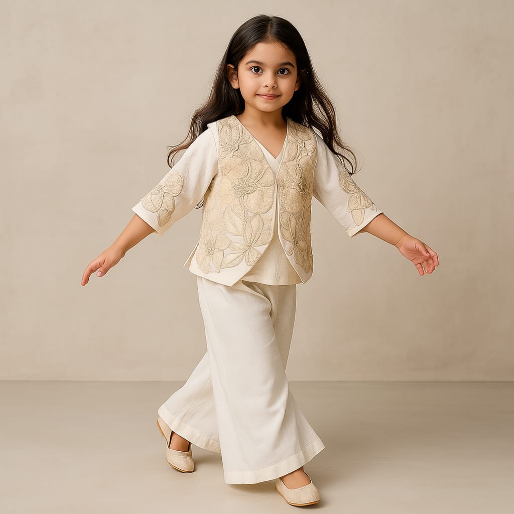 Pre Order: Embroidered Stylish Top And Flared Palazzo