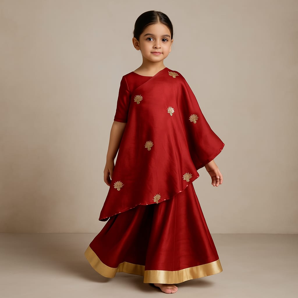 Pre Order: One Shoulder Embellished Kurti And Flared Palazzo