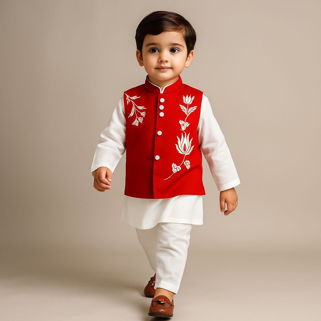 Pre Order: Plain Kurta And Jacket With Pyjama