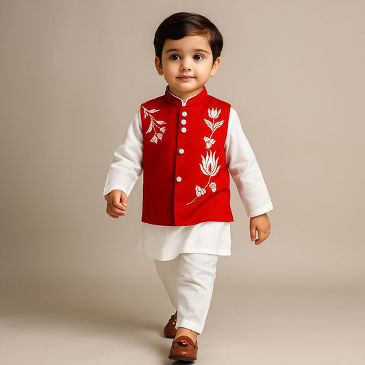 Pre Order: Plain Kurta And Jacket With Pyjama