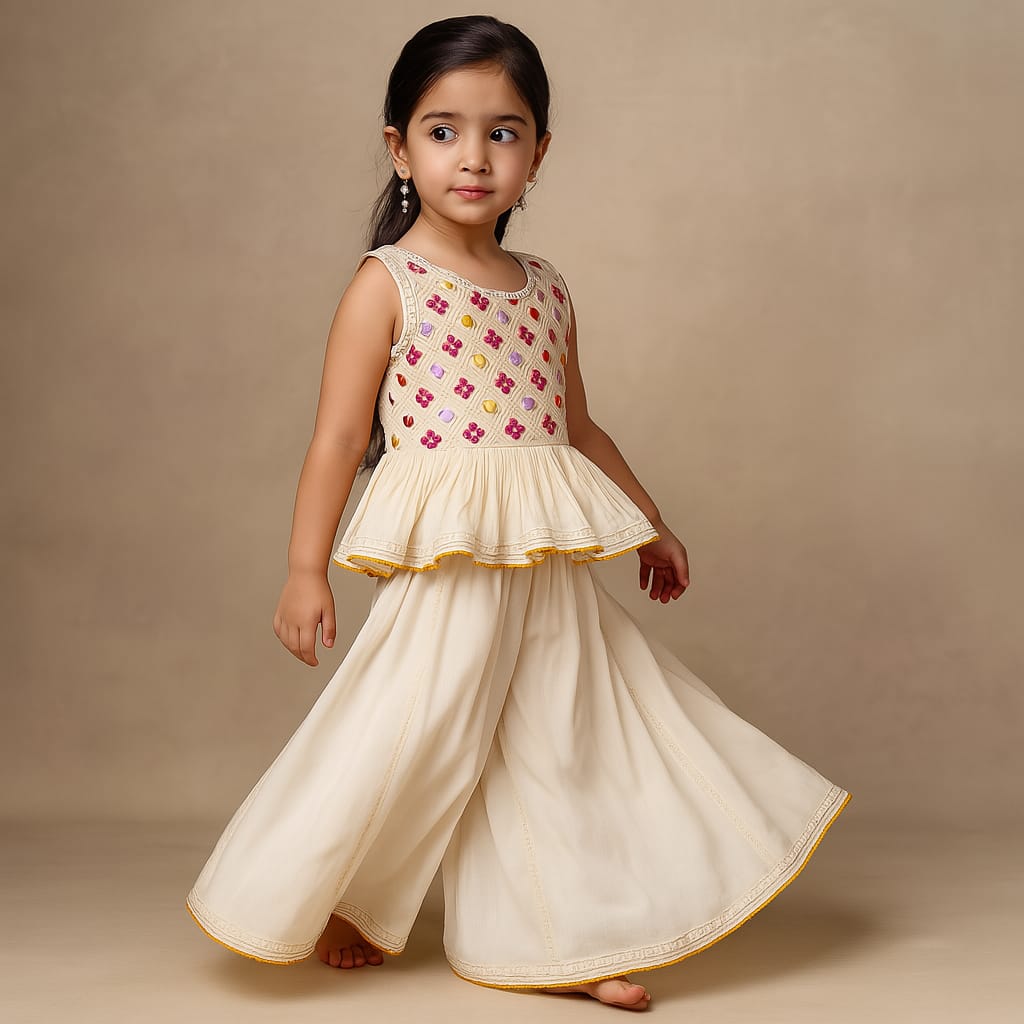 RTD Pre Order: Off White Work Top And Flared Palazzo