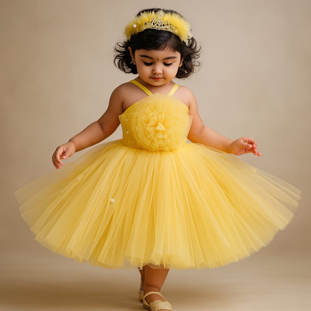 Pre Order: Iker Yellow Net Dress