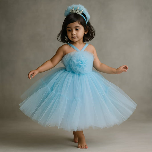 Pre Order: Iker Blue Net Dress