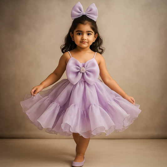 Pre Order: Eva Pearl Purple Organza Dress