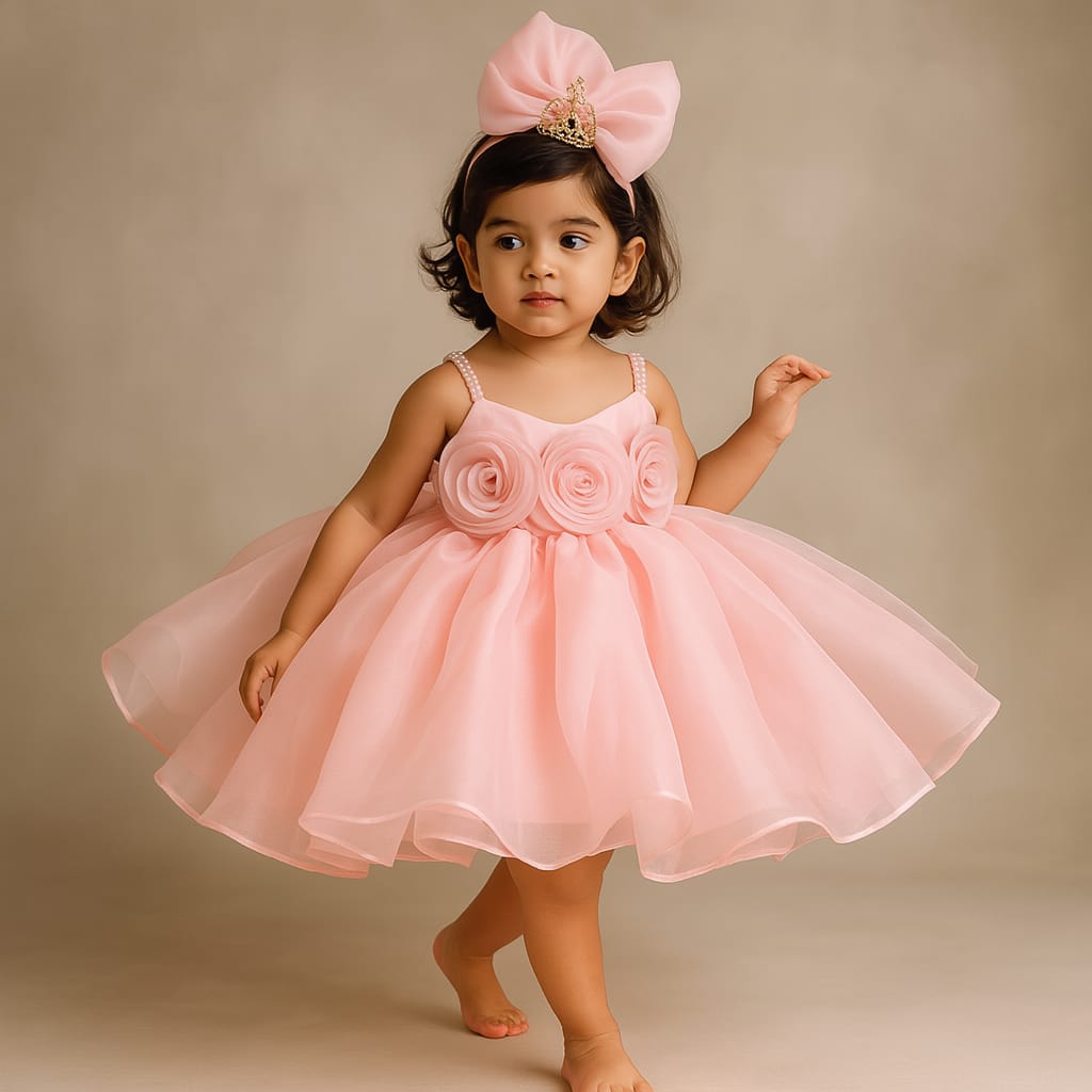 Pre Order: Ava Baby Pink Organza Dress