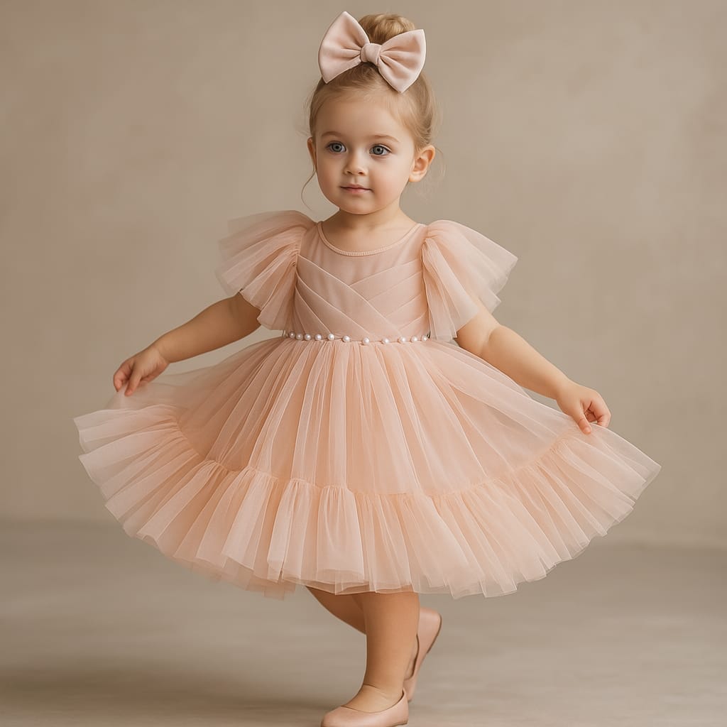 Pre Order: Zion Peach Net Dress