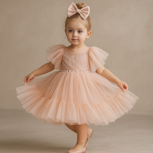 Pre Order: Zion Peach Net Dress