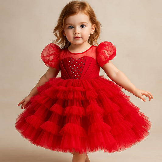 Pre Order: Ava Red Net Dress