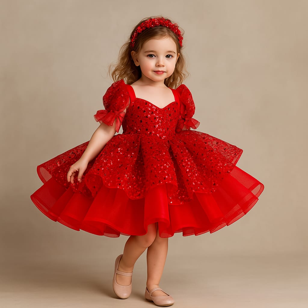 Pre Order: Mila Sequins Red Net Dress
