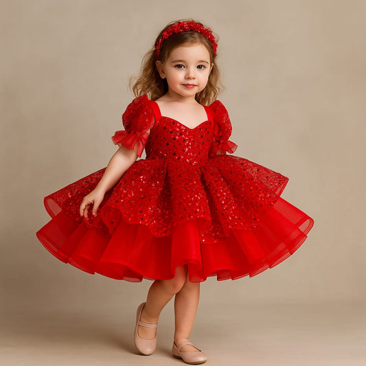 Pre Order: Mila Sequins Red Net Dress