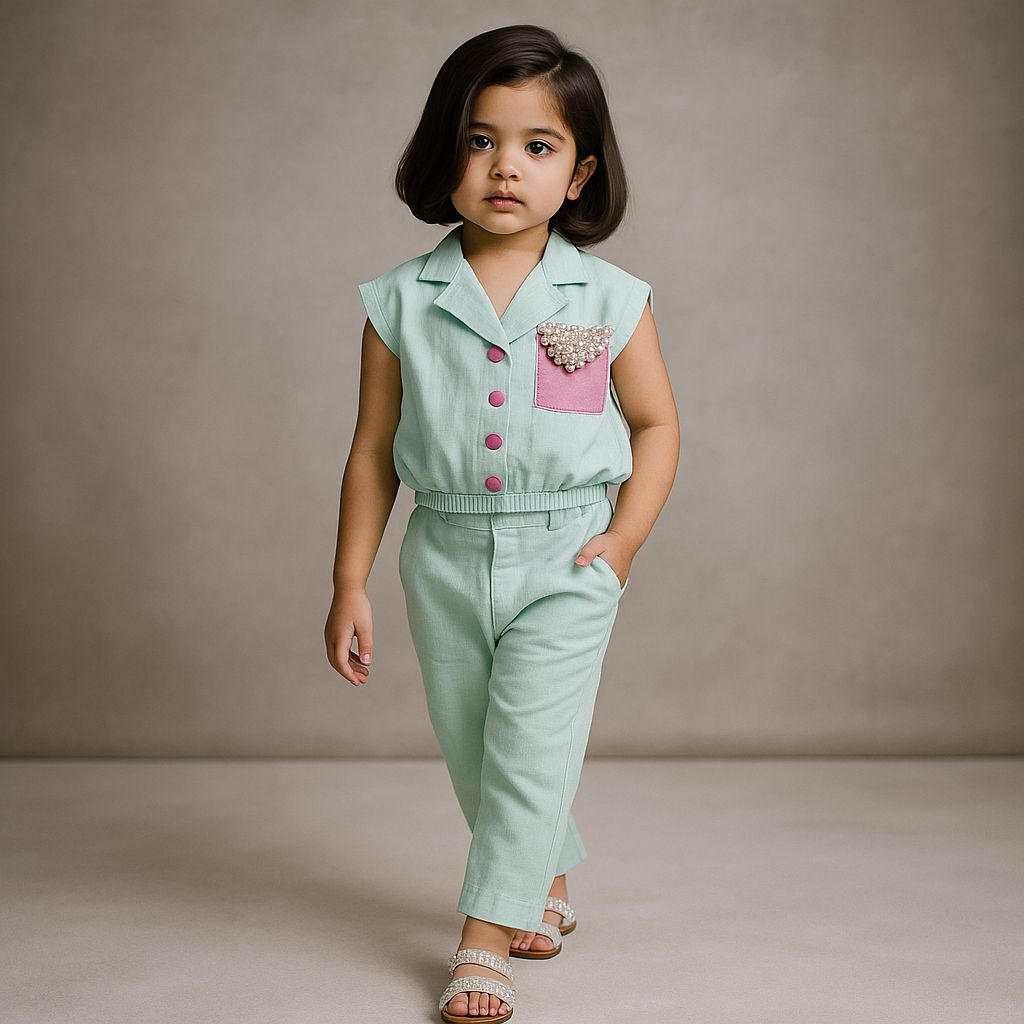 Pre Order: Elegant Contrasting Patch Pocket Detail Top And Pant