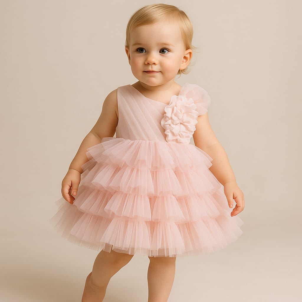 Pre Order: Peach Floral Detail Short Dress