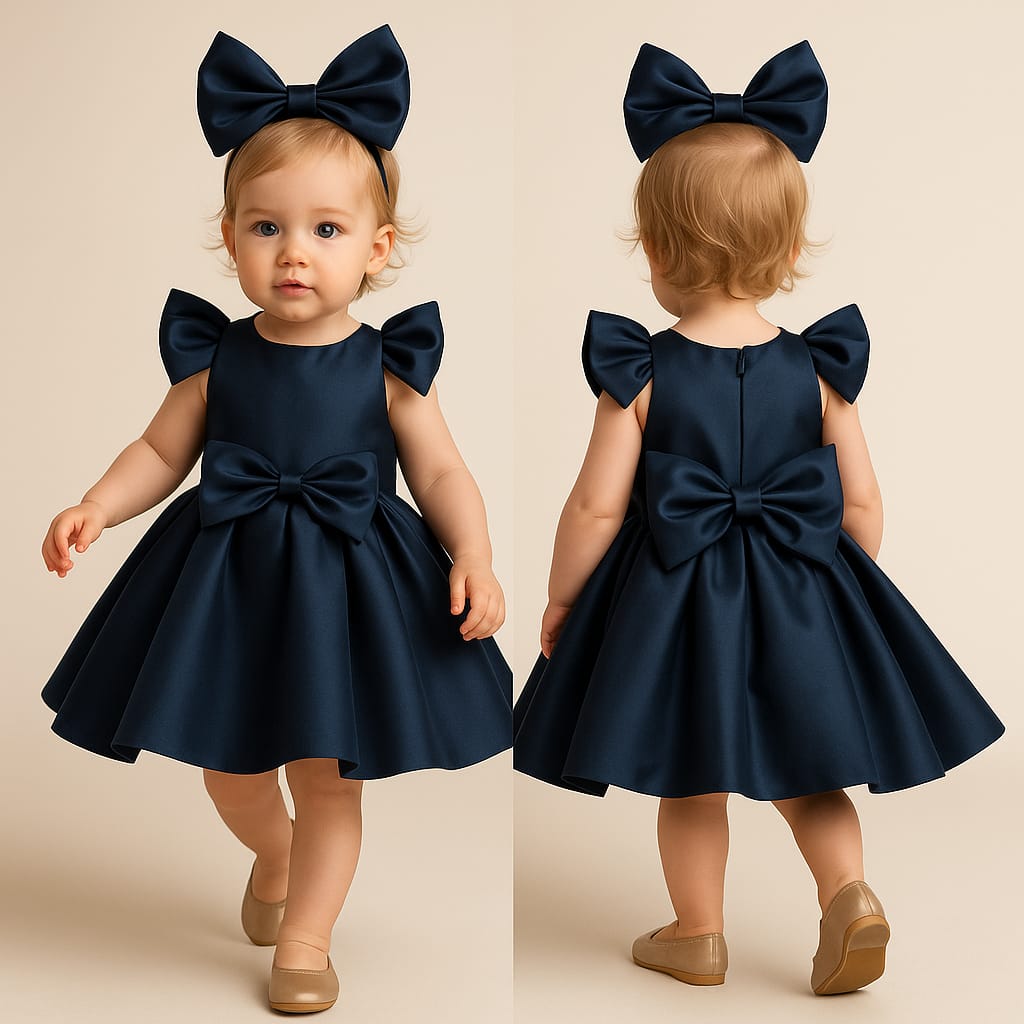 Pre Order: Blue Satin Bowie Dress