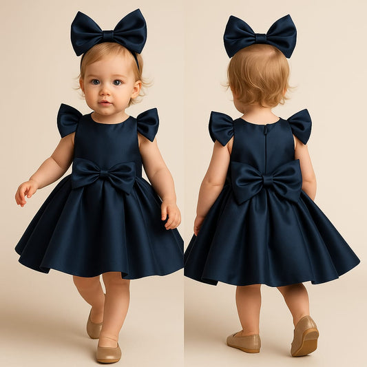 Pre Order: Blue Satin Bowie Dress