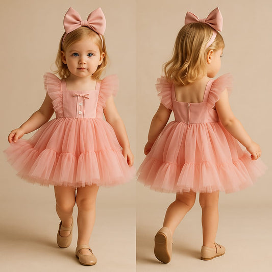 Pre Order: Miah Pink Net Dress