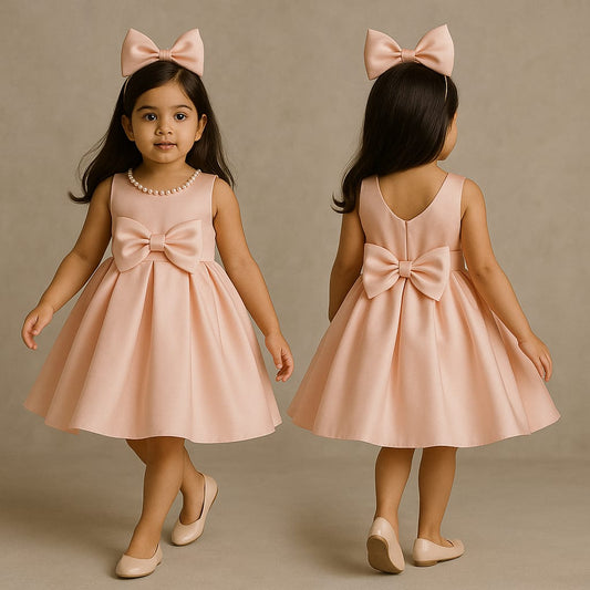 Pre Order: Fayon Peach Satin Dress