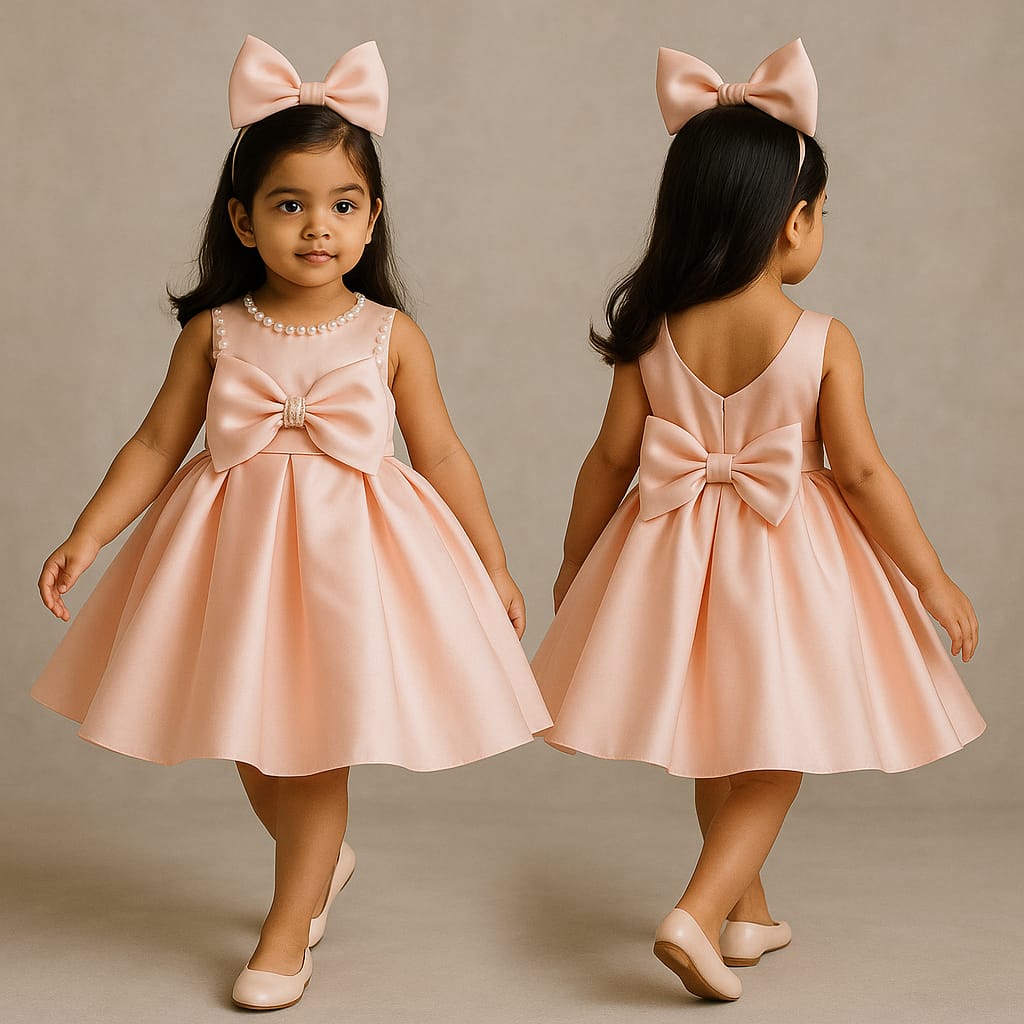Pre Order: Fayon Peach Satin Dress