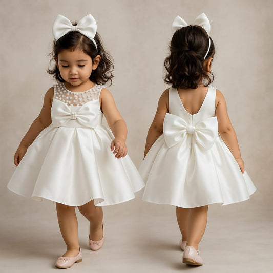Pre Order: Fayon White Satin Dress