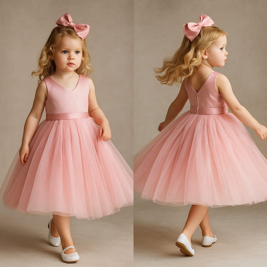 Pre Order: Elegant Pink Net Dress