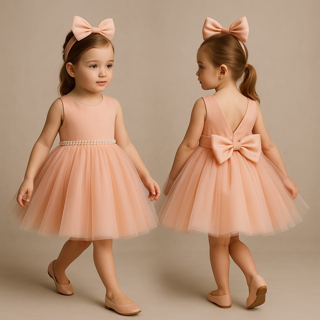 Pre Order: Elegant Peach Net Dress