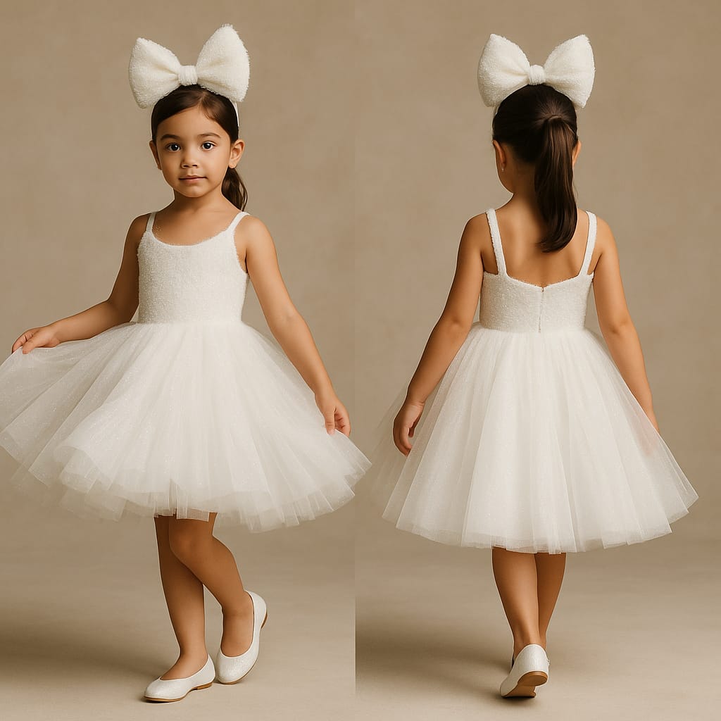 Pre Order: Pretty White Net  Dress