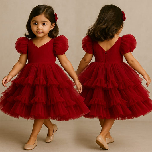 Pre Order: Stylish Red Net Dress