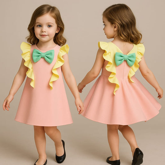 Pre Order: Neoprene Peach Ruffle Dress