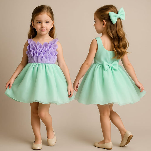 Pre Order: Purple Rose Petal Dual Tone Dress With Detachable Bow