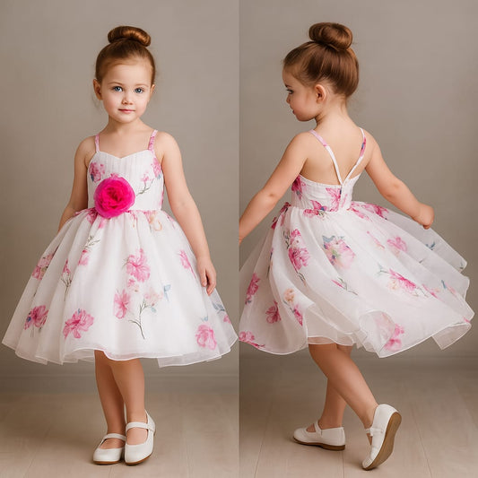 Pre Order: Floral Printed Pintuck Strappy Dress