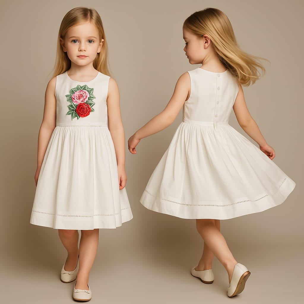 Pre Order: Floral Embroidered White Dress