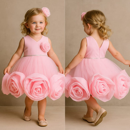 Pre Order: Rose-Adorned Neoprene Dress