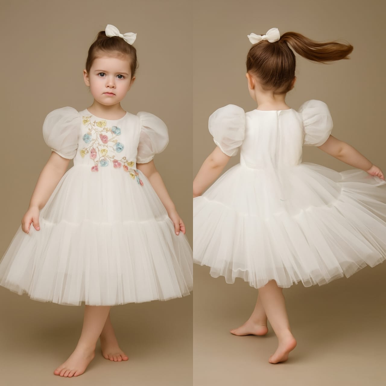 Pre Order: White Net Frilly Dress
