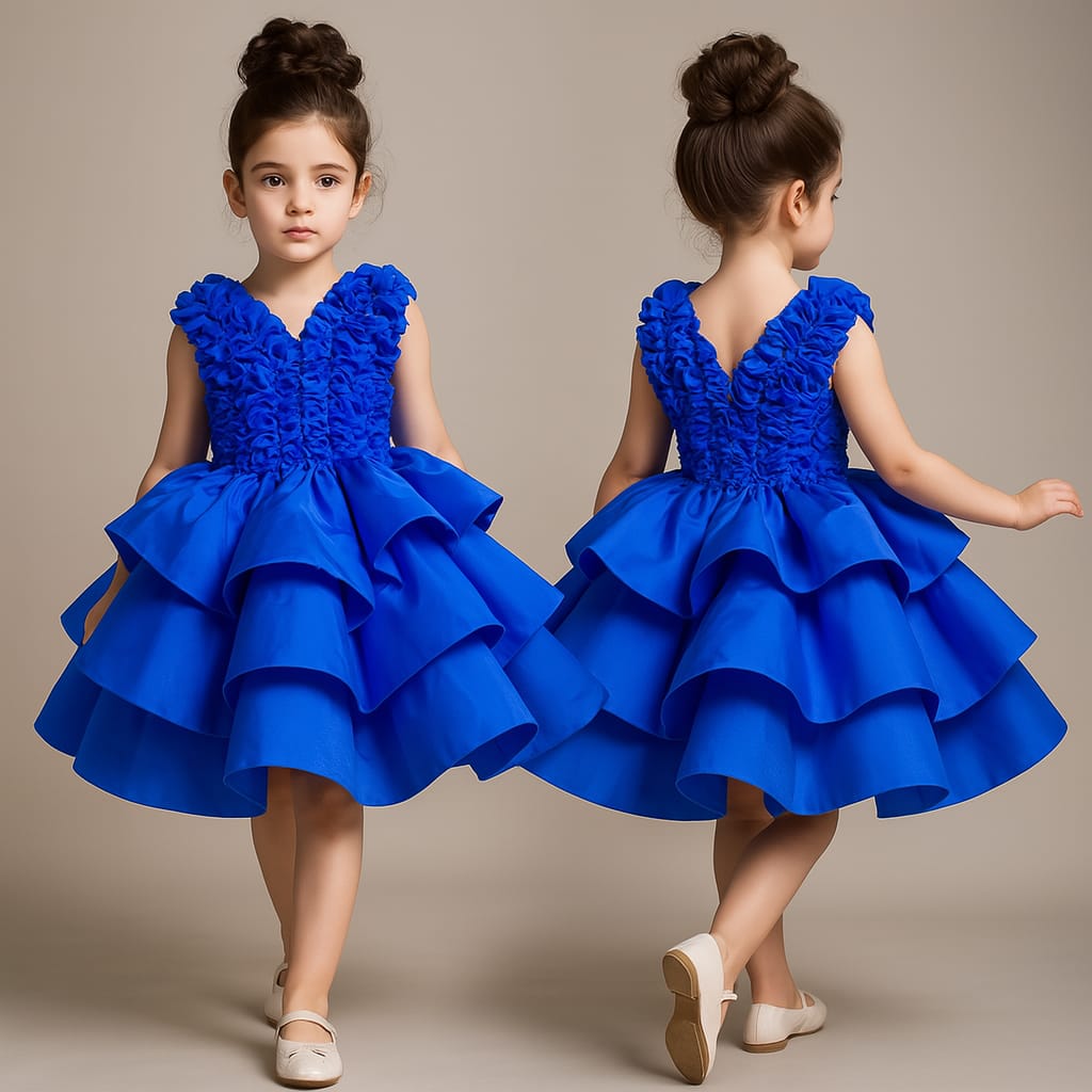 Pre Order: Blue Frills Enhanced Layered Dress