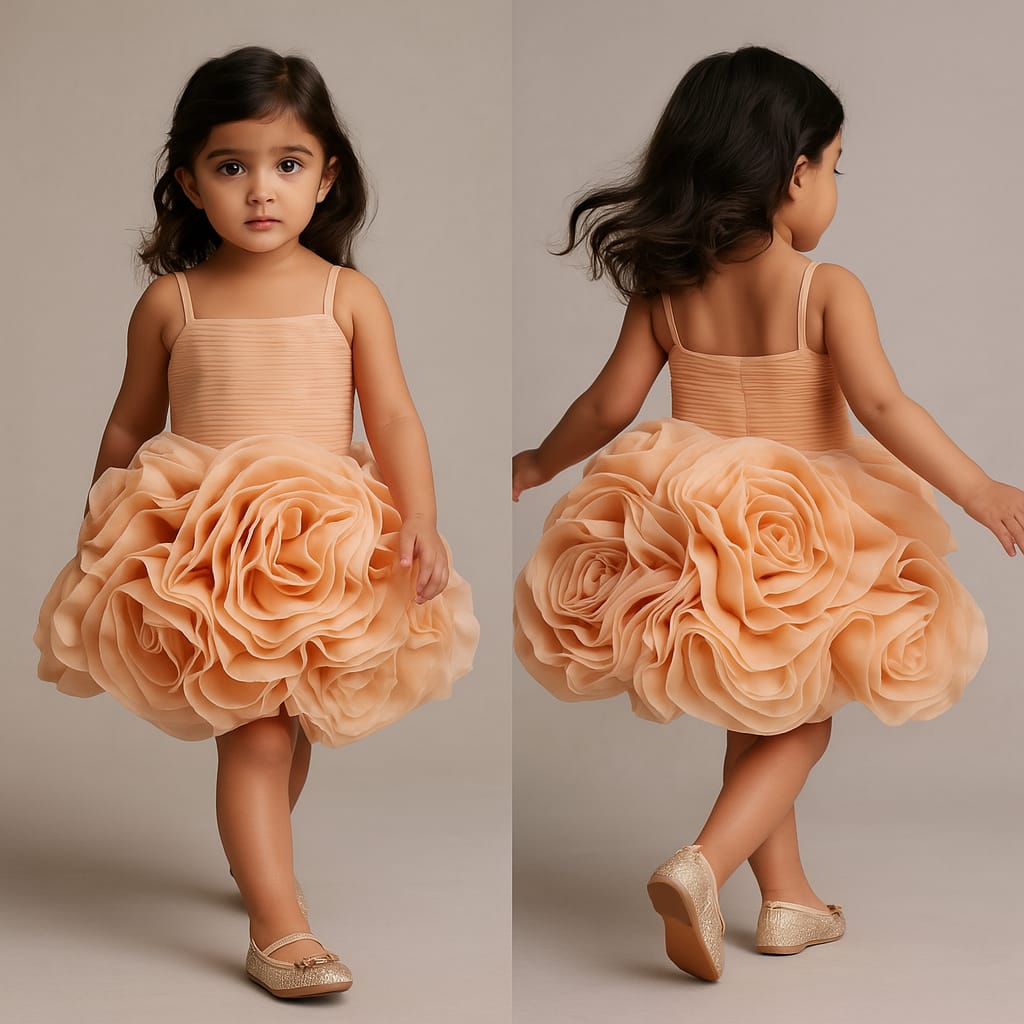 Pre Order: Pleated Yoke Organza Strappy Dress