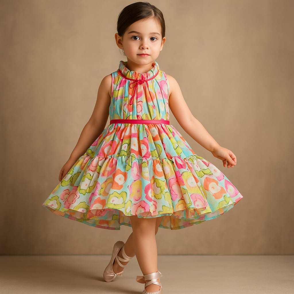 Pre Order: Yoke Gather Multicolour Dress