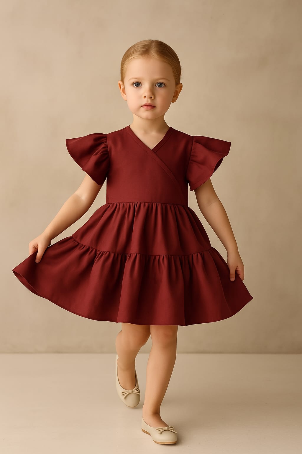 Pre Order: Red Tiered Knee Length Dress