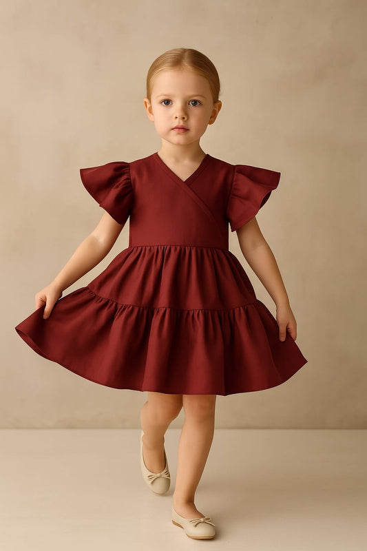Pre Order: Red Tiered Knee Length Dress