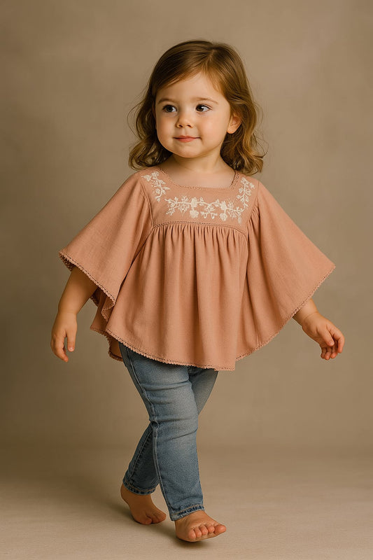 Pre Order: Elegant Embroidered Peach Top