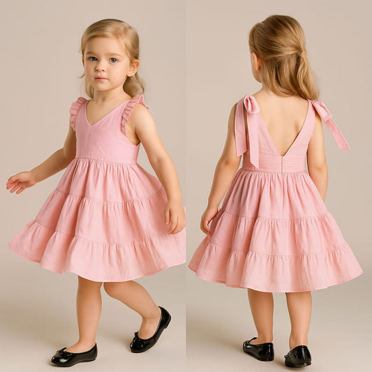 Pre Order: Isabelle V Neck Enhanced Tie Knot Shoulder Strap Dress