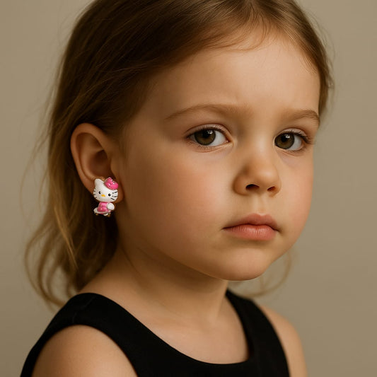 Pink Kitty Clip On Earring