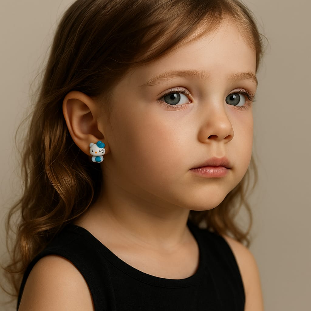 Blue Kitty Clip On Earring