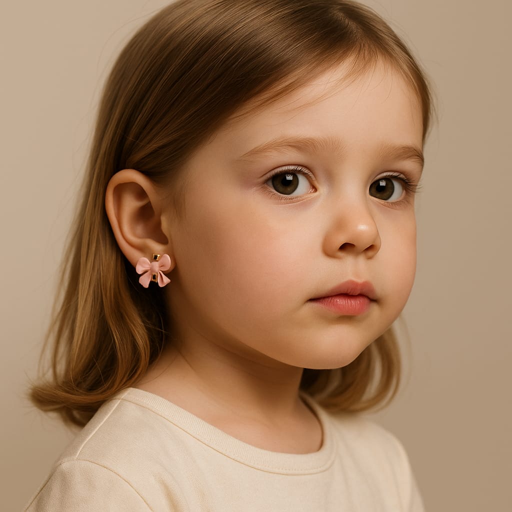 Pink Bow Clip On Earring