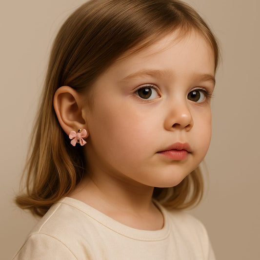 Pink Bow Clip On Earring