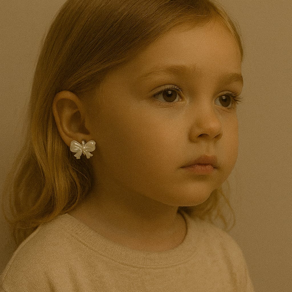 Silver Bow Clip On Earring