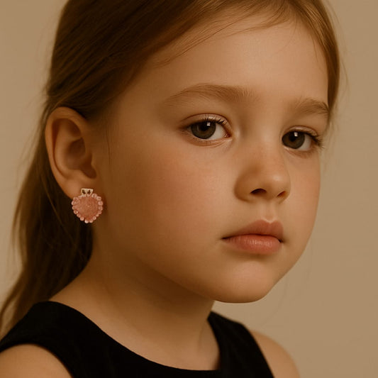 Pink Pearl Heart Clip On Earring