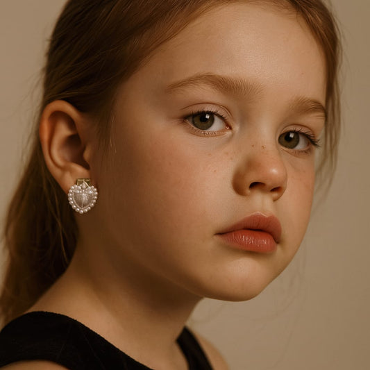 Silver Pearl Heart Clip On Earring